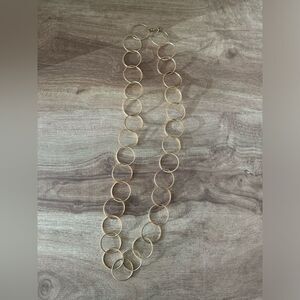 Statement Circle Link Necklace Signed BR approximately 33" costume jewelry gold